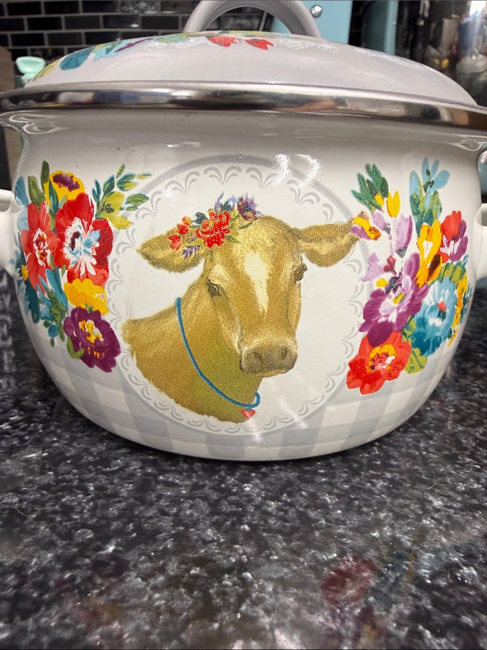 Floral Cow Enamel Mini Dutch